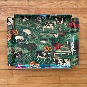 Vintage Melamine Serving tray / Joan Kessler Farm Animal Pattern